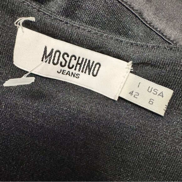 Moschino Jeans Y2K button front satin trimmed cardigan long sleeve top - Picture 3 of 7